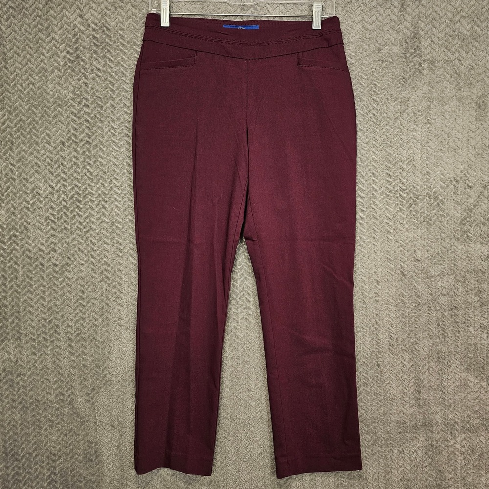 Apt 9 Brynn Burgundy Pull On Dress Pants Womens 6PS Petite Short Straight Leg